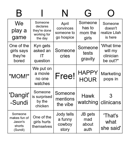 Office Bingo Card