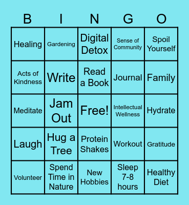 Employee Wellness Month Bingo Card