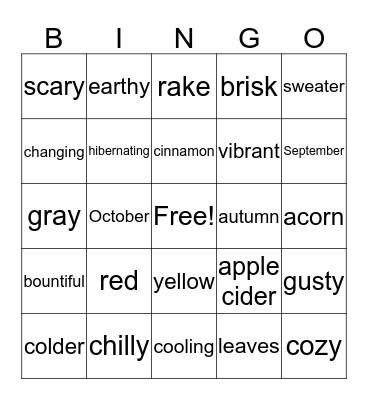 Fun Fall Bingo Card