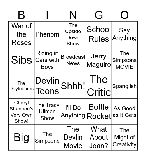 Gracie Films Bingo Card