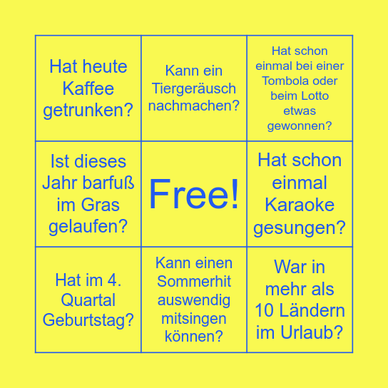 Sommer-Event-Bingo Card