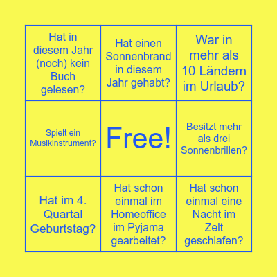 Sommer-Event-Bingo Card