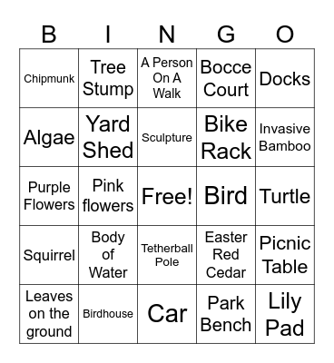 Nature Bingo! Bingo Card