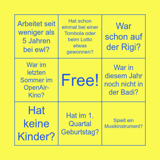 Sommer-Event-Bingo Card