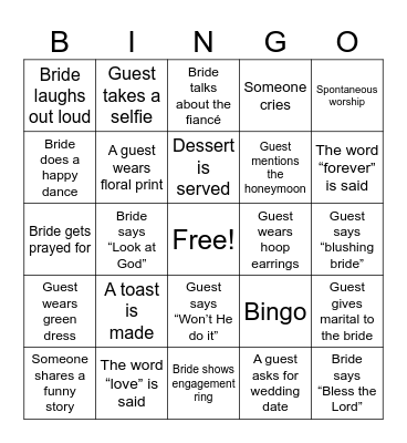 Love Rings a Bell Bingo Card