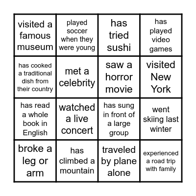 Find someone who... Bingo Card