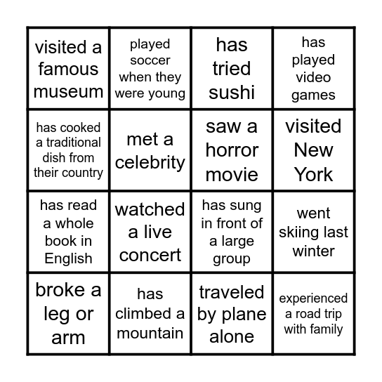 Find someone who... Bingo Card