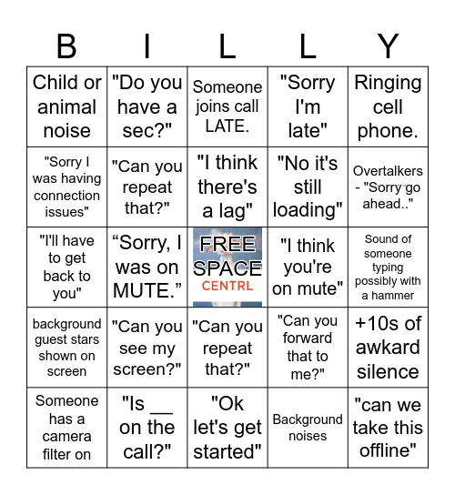 Conference Call Bingo Card