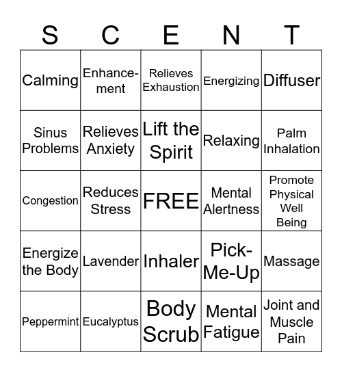 Aromatherapy  Bingo Card