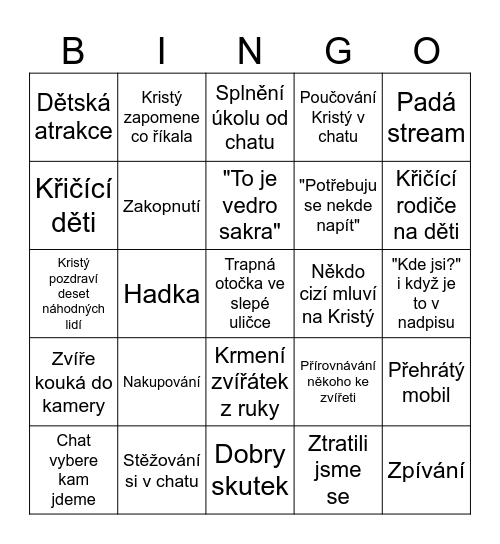 ZOO PLZEŇ S KRISTÝ Bingo Card