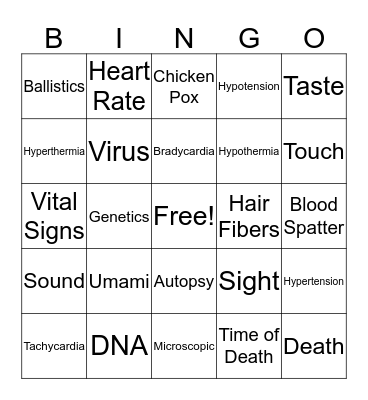 Forensic Science Bingo Card