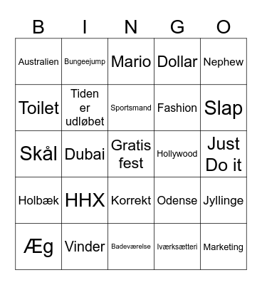 Andreas og Sofie Bryllup Bingo Card
