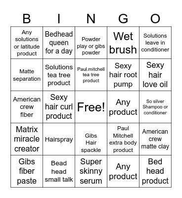 Product bingo Card