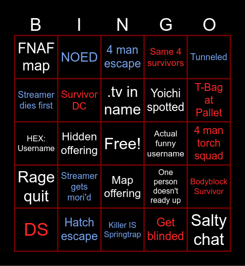 Otter Jesus DBD Bingo Card