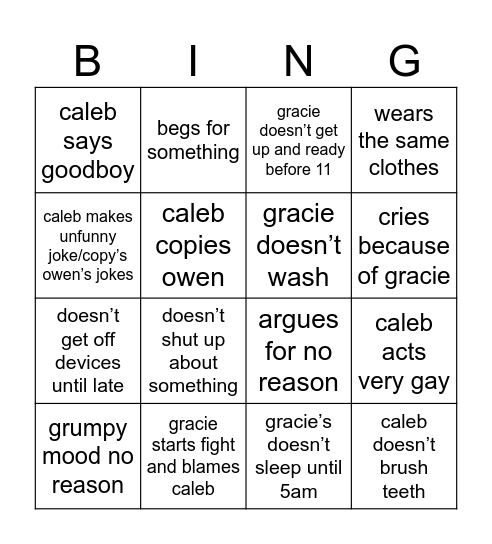 Sproglette Bingo Card