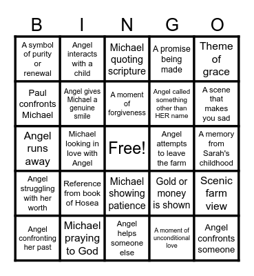Redeeming Love Bingo Card