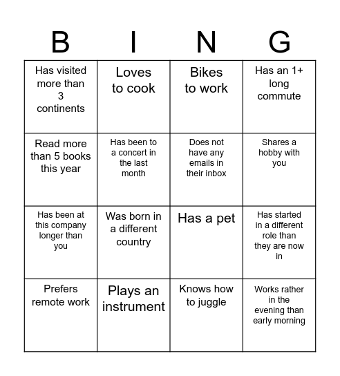 Find someone that Bingo Card