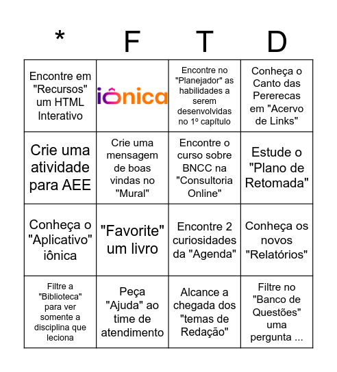 Navegação iônica Bingo Card