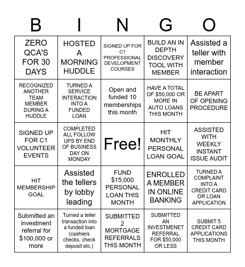 Arlington Bingo Card