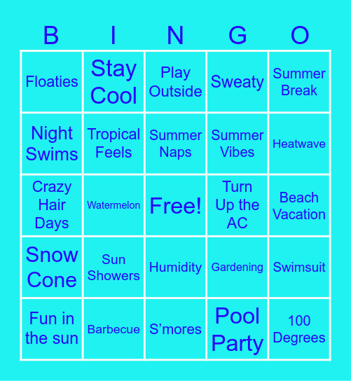 Summer Fun BINGO! Bingo Card