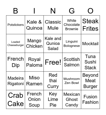 Moxies Bingo Card