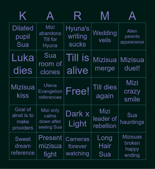 MIZISUA Bingo Card