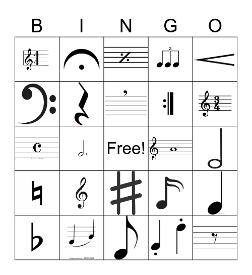 Musical Symbol Bingo Card