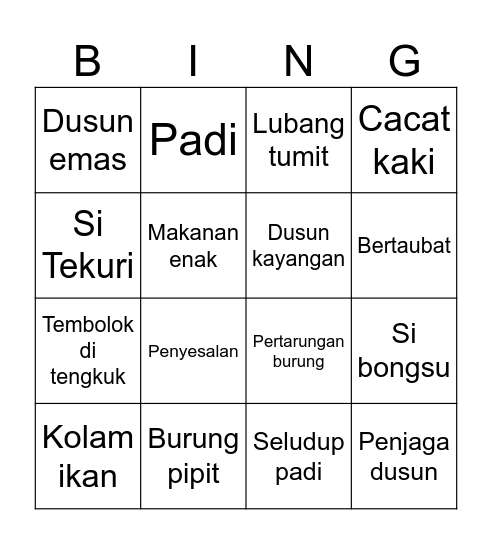 ASAL PADI Bingo Card