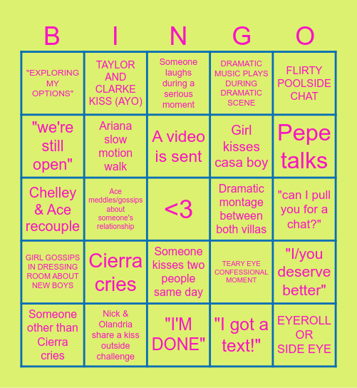 Casa Amor Bingo <3 Bingo Card