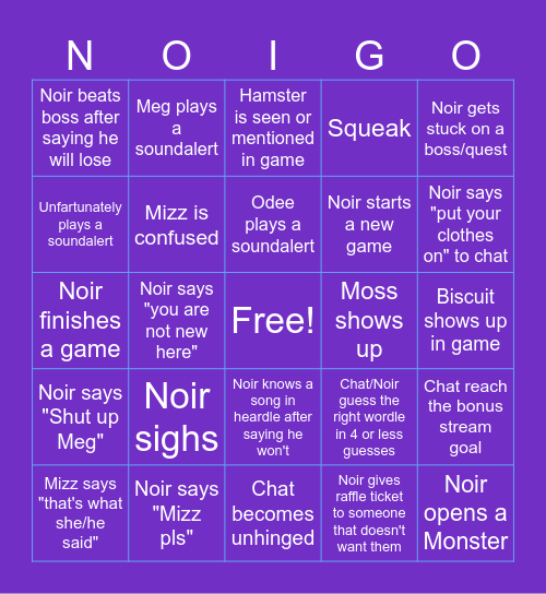 Noir bingo Card