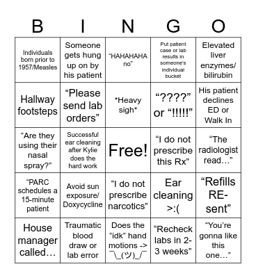 Dr. Donmoyer Bingo Card