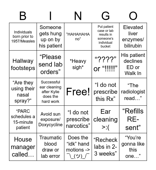 Dr. Donmoyer Bingo Card