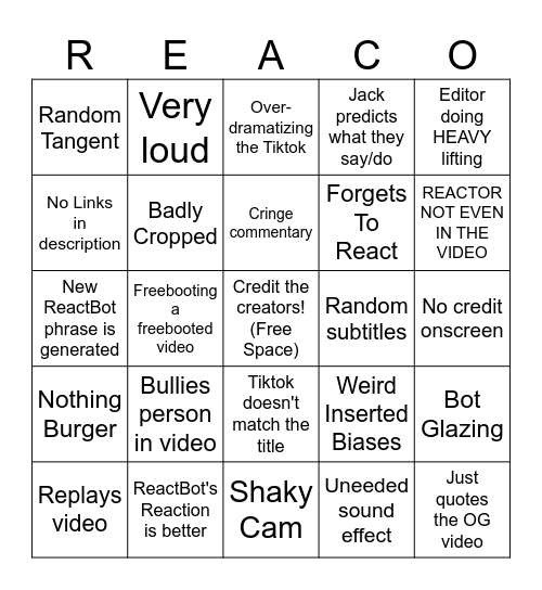JJJacksfilms Bingo!!!! Bingo Card