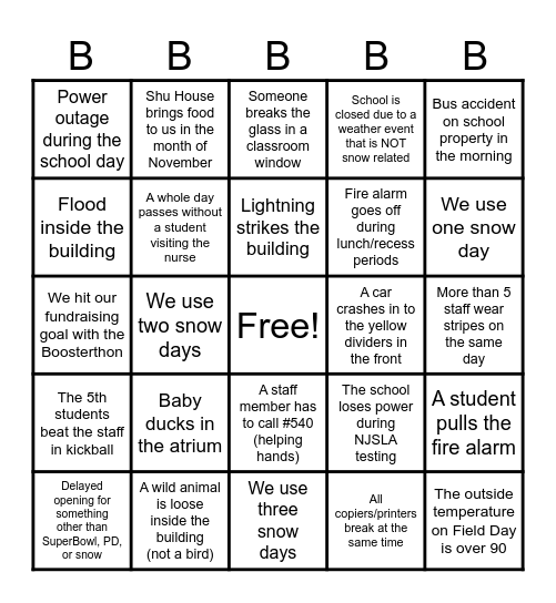 BA...We're Not So Bad! Bingo Card