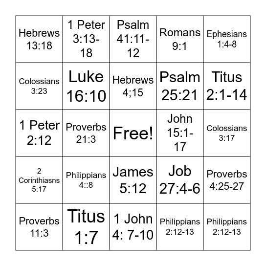 INTEGRITY BINGO Card