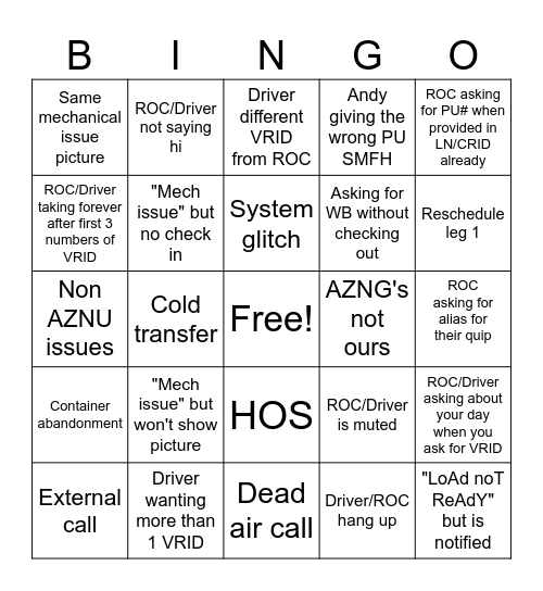 Connect suks Bingo Card