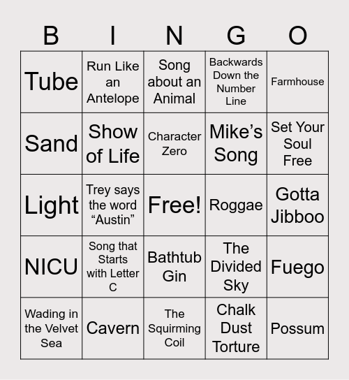 PHISH BINGO Card