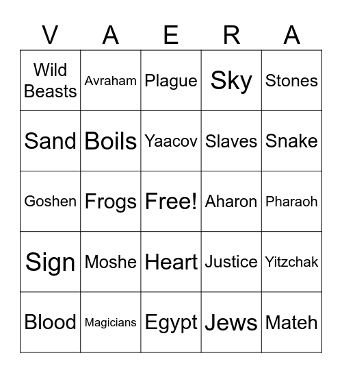 Vaera Bingo Card
