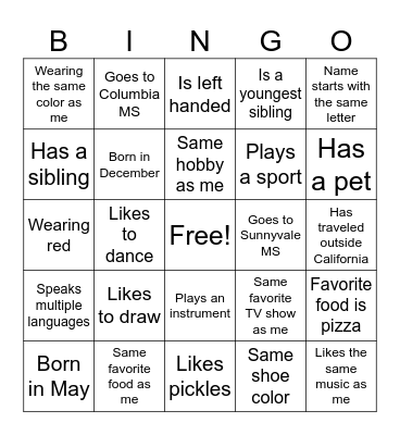 Find someone who... Bingo Card