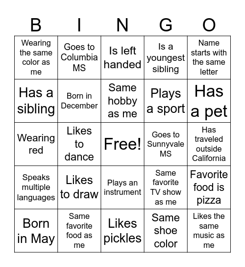 Find someone who... Bingo Card