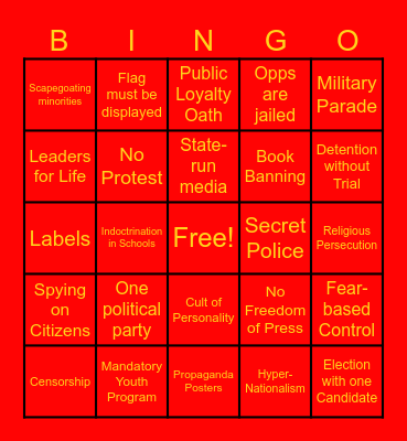 Facist Bingo Card