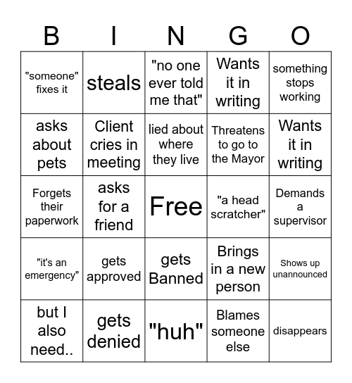 CM Bingo Card