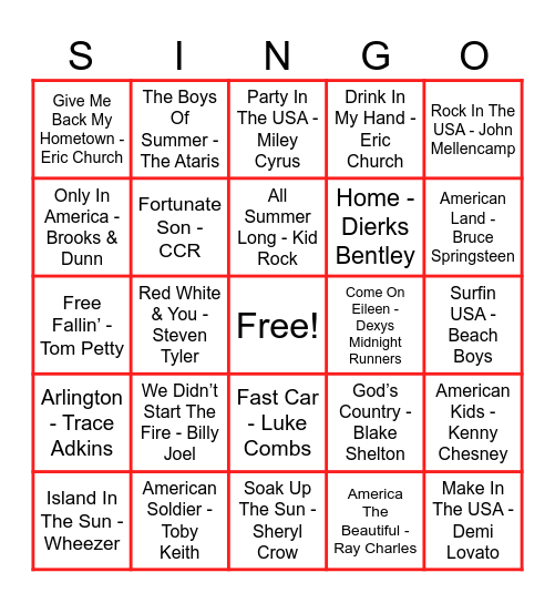 FREEdom BINGO Card