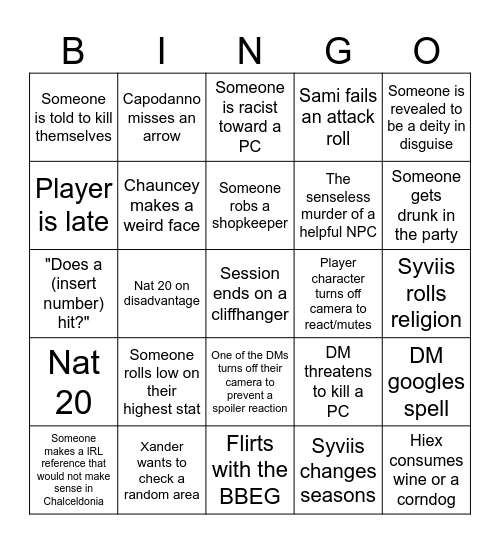 da bingo board Bingo Card