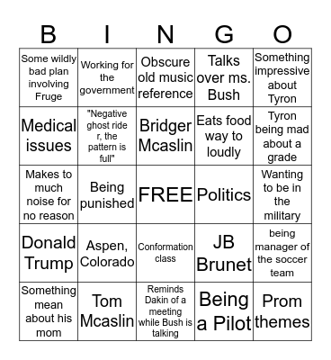 Things Picard talks about in leadership Bingo Card