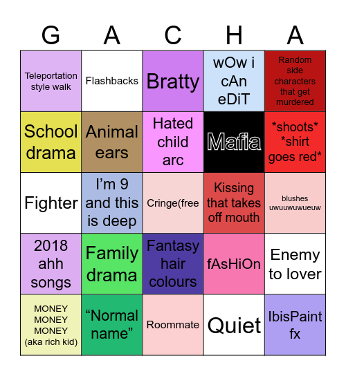 Gacha Bingo Card