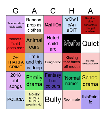 Gacha Bingo Card