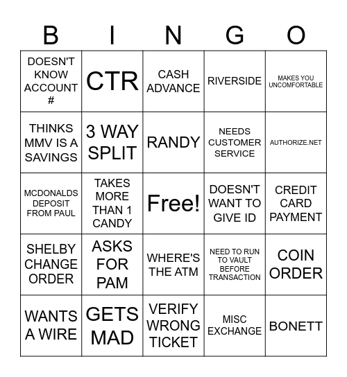 TELLER BINGO Card