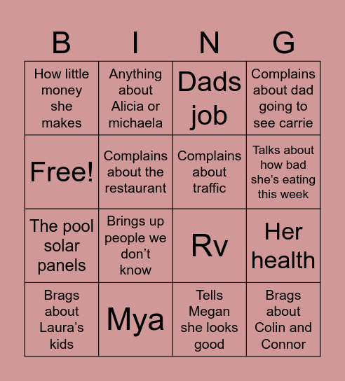 Philly cheesesteak Bingo Card