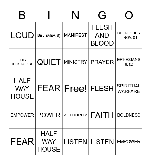 AUTHORITY OF THE BELIEVER Bingo Card